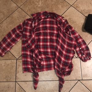 Red and black plaid top